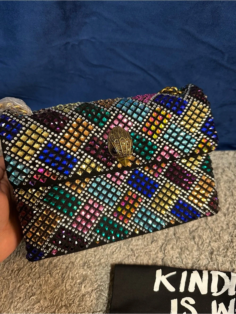 Kurt Geiger Multicolor Embellished rhinestones adjustable crossbody bag